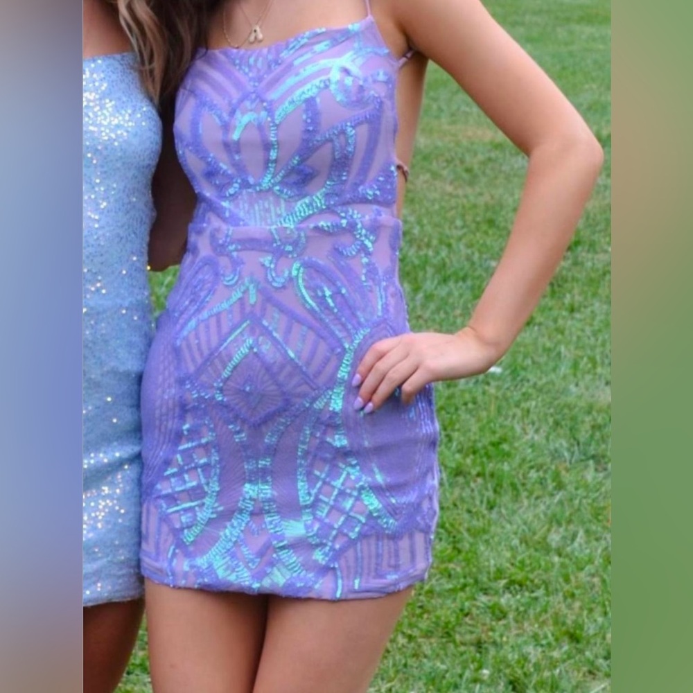 Elegant Purple Sequin Dress